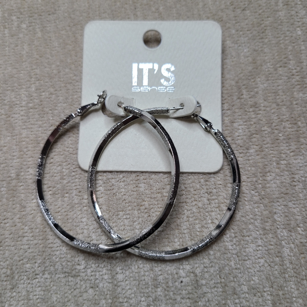 3/$10 Silver Hoop Earrings - NEW